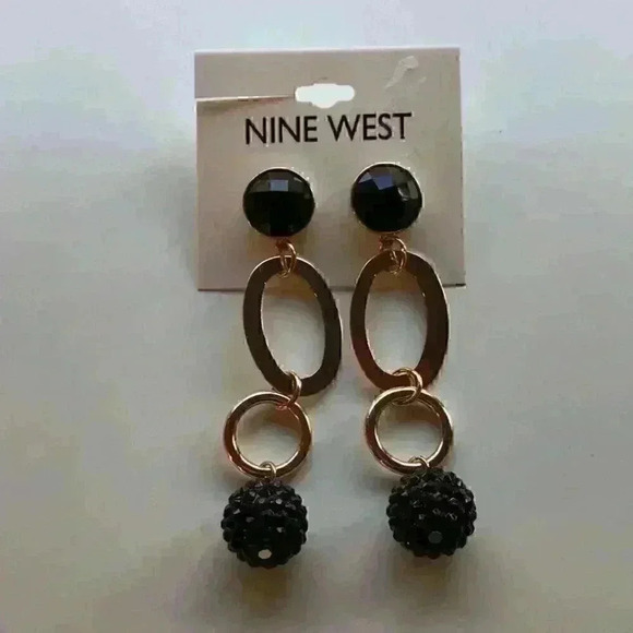 Nine West new Drop Earrings in Gold &Black - Picture 2 of 8